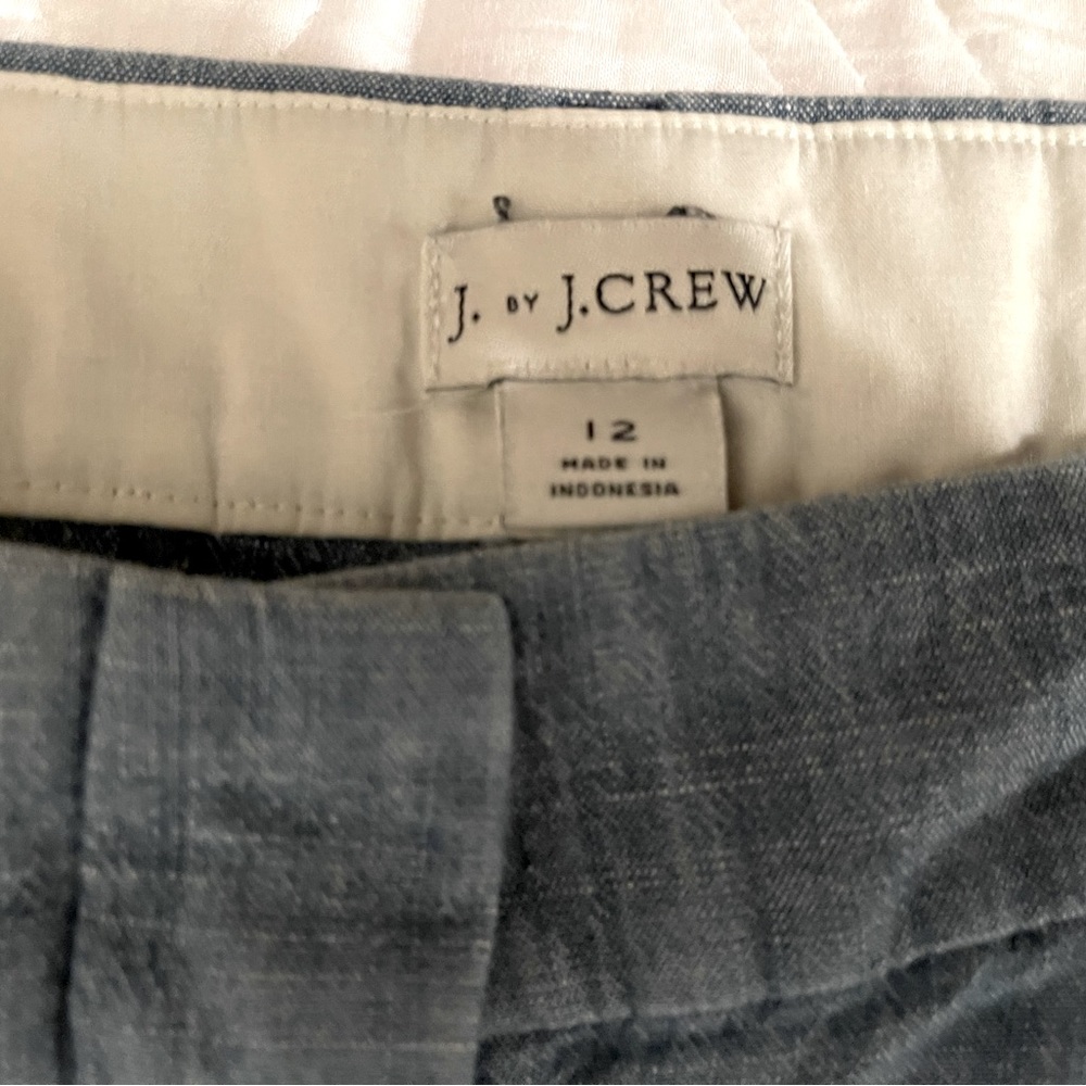J by J CREW 100% cotton lightweight chambray denim blue jean shorts size 12